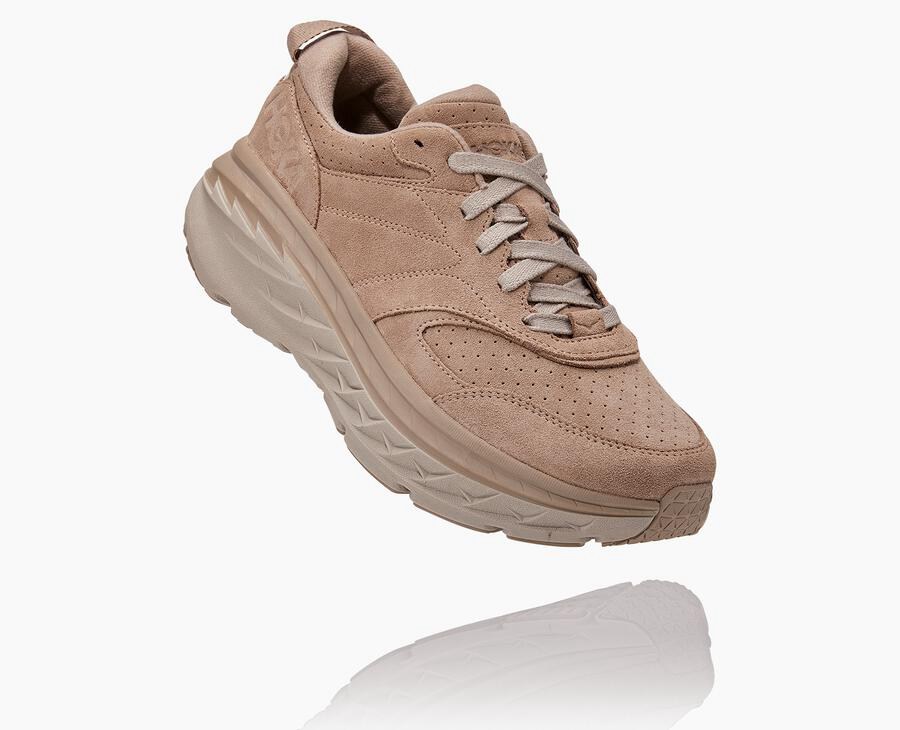 Hoka One One Mens Walking Shoes - Bondi L Suede - Grey - YTOK52940